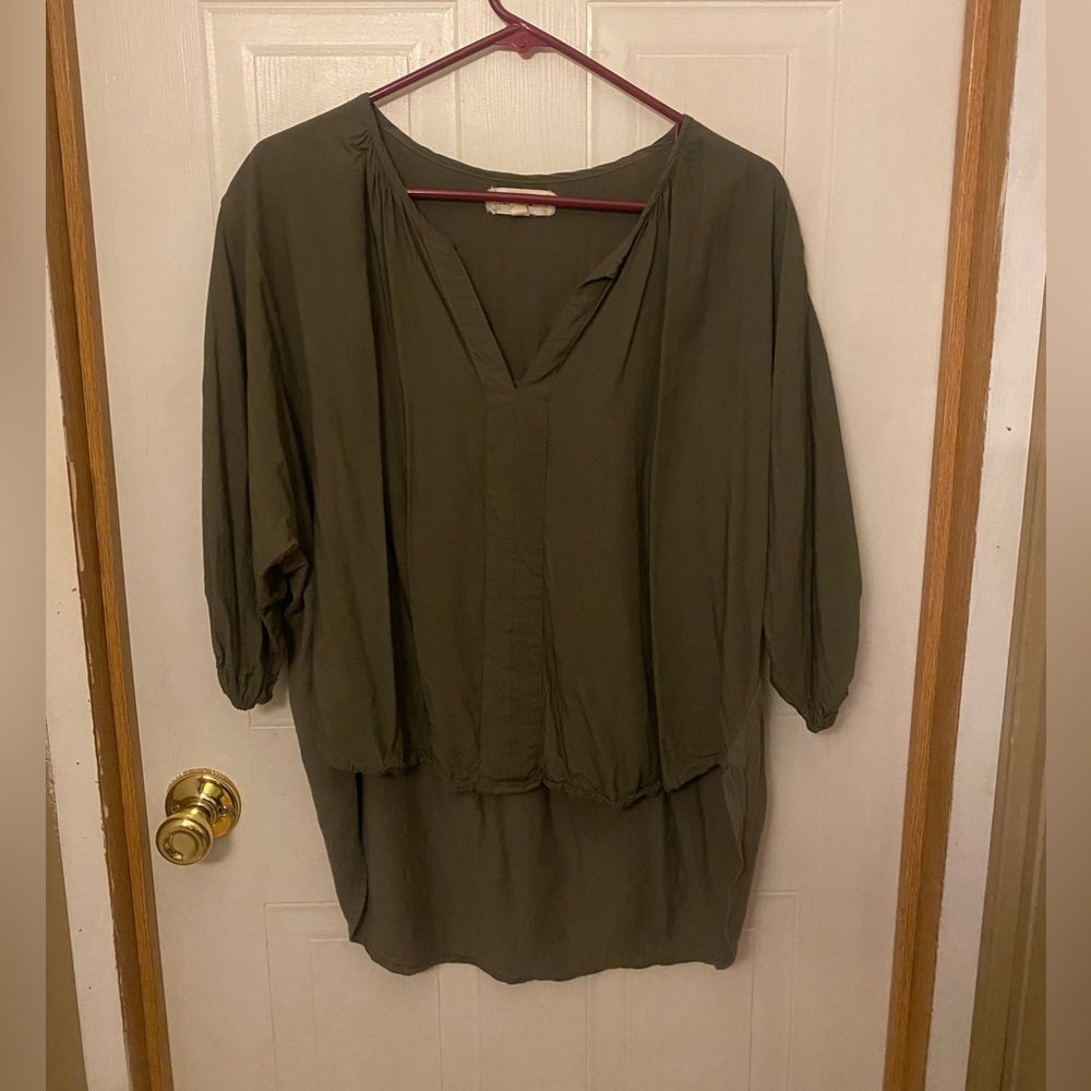 Anthropologie Porridge High Low 3/4 Sleeve Top
